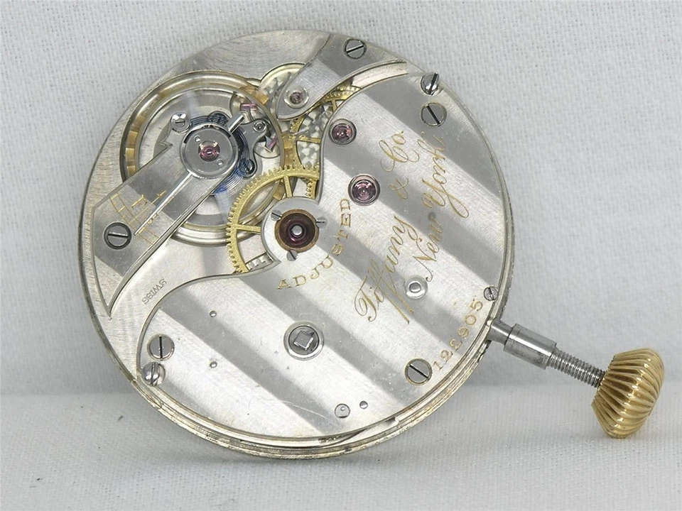 VERY HIGH GRADE 42MM TIFFANY AGASSIZ 17 JEWEL WATCH MOVEMENT & DIAL, RUNNING! - Image 3 of 4