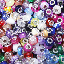 100 Pieces Large Hole Beads Spacer Bead Mixed Assorted European Craft Big Beads