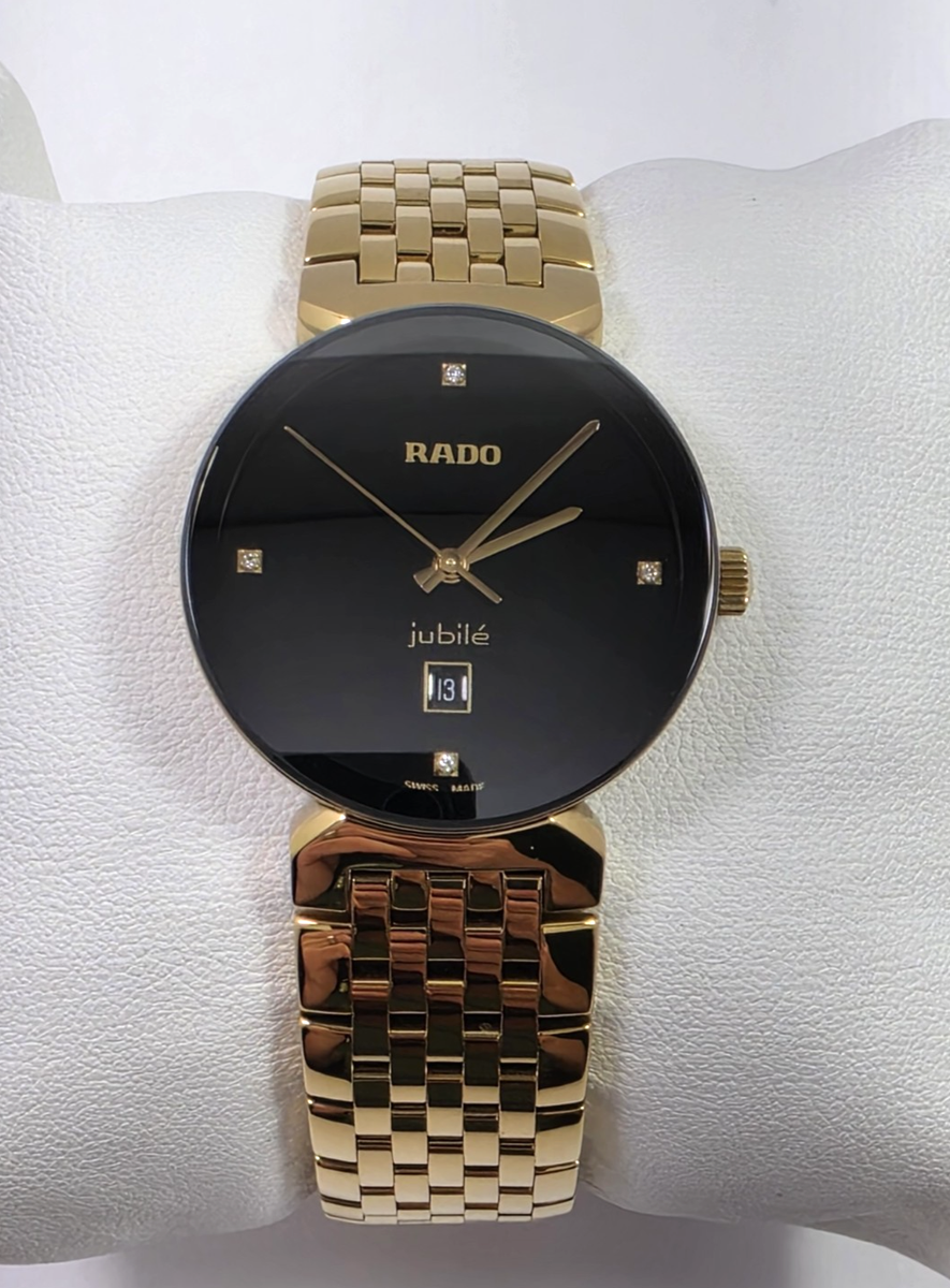Rado Florence Quartz Black Dial Gold Tone Stainless Steel Ladies