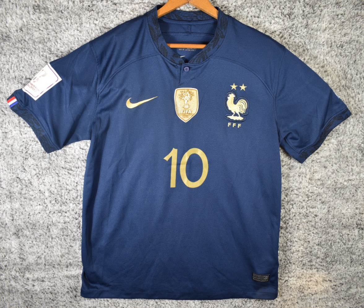 Nike Kylian Mbappe #10 World Cup France Home Jersey Blue Men's M