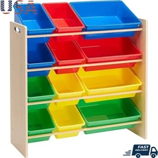 Kids Toy Storage Organizer 12 Removable Bins Playroom Bedroom Storage Unit New