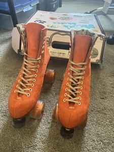 Moxi Lolly Clementine Orange Suede Leather Quad Fashion Roller Skates