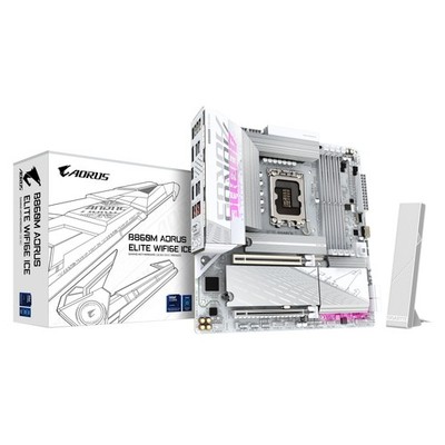 GIGABYTE B860M AORUS ELITE WF6E ICE Mainboard - Intel Core Ultra - LGA1851