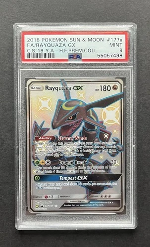 2018 POKEMON SUN & MOON CELESTIAL STORM #177A FULL ART/RAYQUAZA GX PSA 9