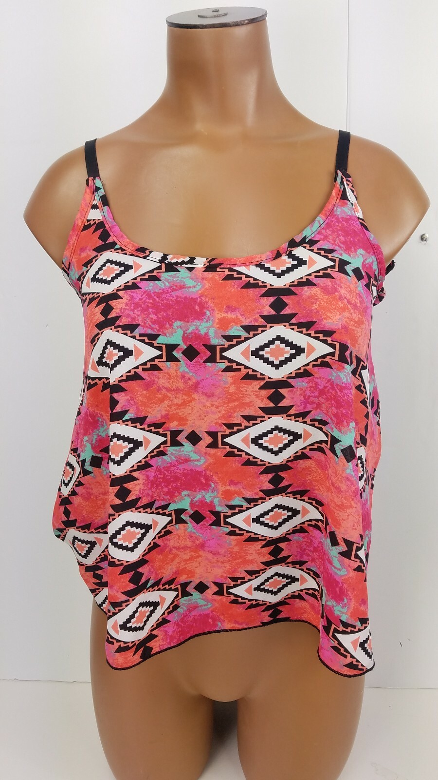 Nicolette Sheer Geometric Flowy Crop Blouse in Size M-image