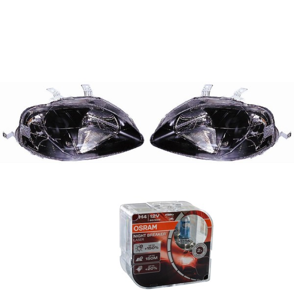 Halogen Scheinwerfer Set H4 FüR Honda Civic VI Stufenheck Inklusive Lampen-image