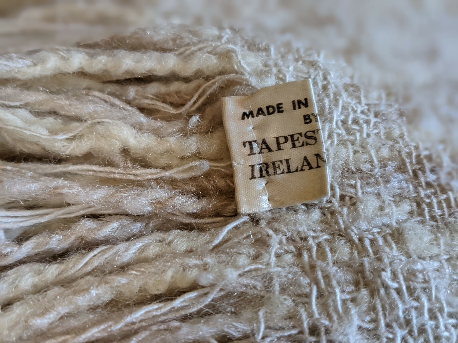 Vtg Tapestries Ireland Helena Ruuth Multi Ribbon Fringe Throw Blanket