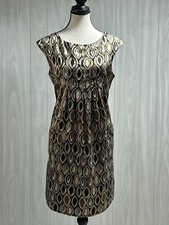 Mark. Pleated Shift Dress Front Pockets Size Medium Geometric Pattern 