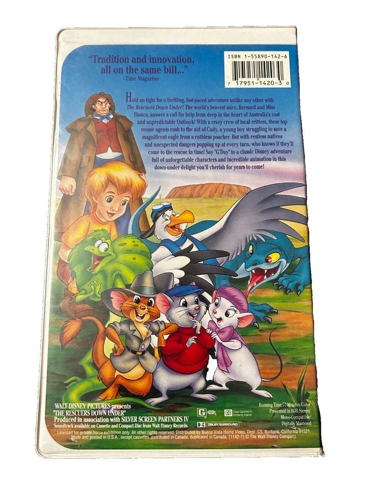 The Rescuers Down Under (1990) VHS - Black Diamond Edition Used, Good Condition - Image 2 of 3