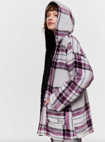 NEW PETER ALEXANDER TARTAN / BLACK SHERPA REVERSIBLE HOODED JACKET L / XL RP$129 - Picture 3 of 4