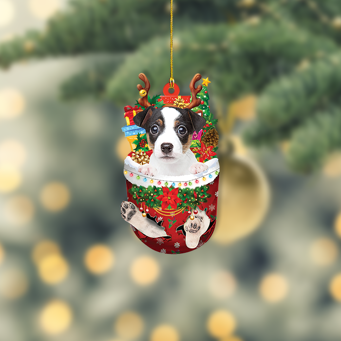 Jack Russell Terrier Dog Snow Pocket Ornament, Russell Dog Christmas  Ornament