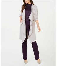 Ninewest Womens Draped Open Front Flyaway Long Sleeves Cardigan Jacket Sweater S