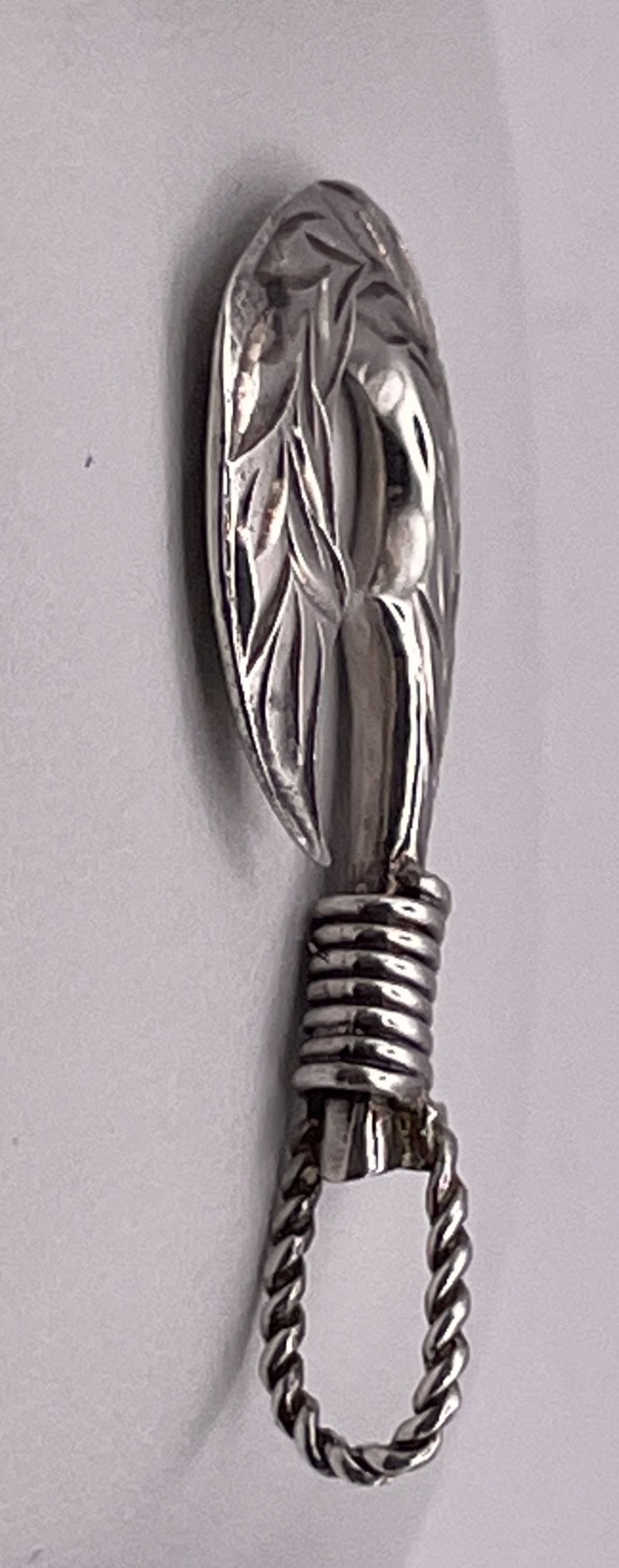 Solid Sterling Silver Diamond Cut J Hook Pendant … - image 4