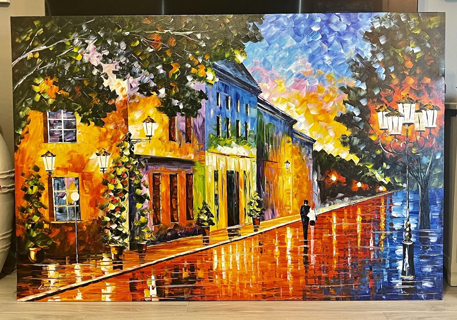 Leonid Afremov's "ON THE WAY TO MORNING" ORIGINAL OIL ON CANVAS 72"X48