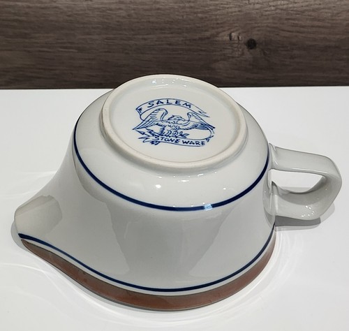 Vintage Salem Stoneware Georgetown Gravy Boat Blue Brown White Eagle - Picture 6 of 7