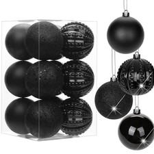 3.15" Black Christmas Balls Ornaments 12 Pcs Shatterproof Christmas Ornaments...