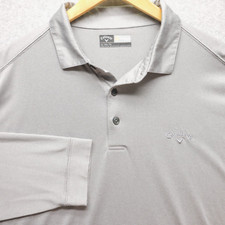 Callaway Golf Polo Men's XL Opti-Dri Gray  Gray Fine Striped Shirt Poly Stretch