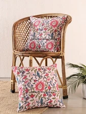 Indian Cushion Covers Pillow Home Decor 16x16" Hand Block Printed Boho Set of 2