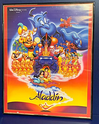 ALADDIN Movie POSTER Framed 90s 20x16 Original Walt DISNEY Vintage