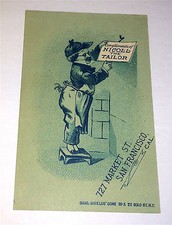 Antiguo San Francisco California Nicoll Sastre! Tarjeta comercial victoriana publicitaria