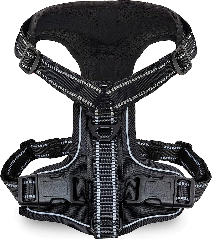 Dog Harness for Large Dogs No Pull, 90° Rotatable Reflective Dog Harness with Fo