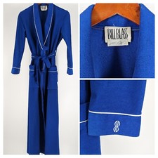 Bill Blass for Lord Taylor Vtg 70s 80s Blue Unisex Robe Belted OS BB Logo