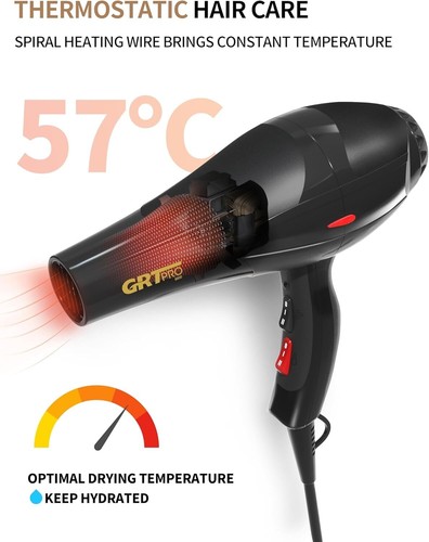 GRT PRO Asciugacapelli Professionale Phon per Capelli 2400WIon negativo e Temp - Foto 5 di 7