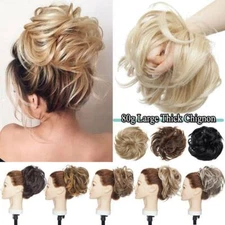 80G 100% Thick Messy Scrunchie As Human Hair Extensions Real Ponytail Hairpieces