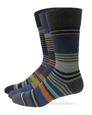 Top Flite Men's Lightweight Stripe Crew Casual Dress Socks 2 Pair Pack