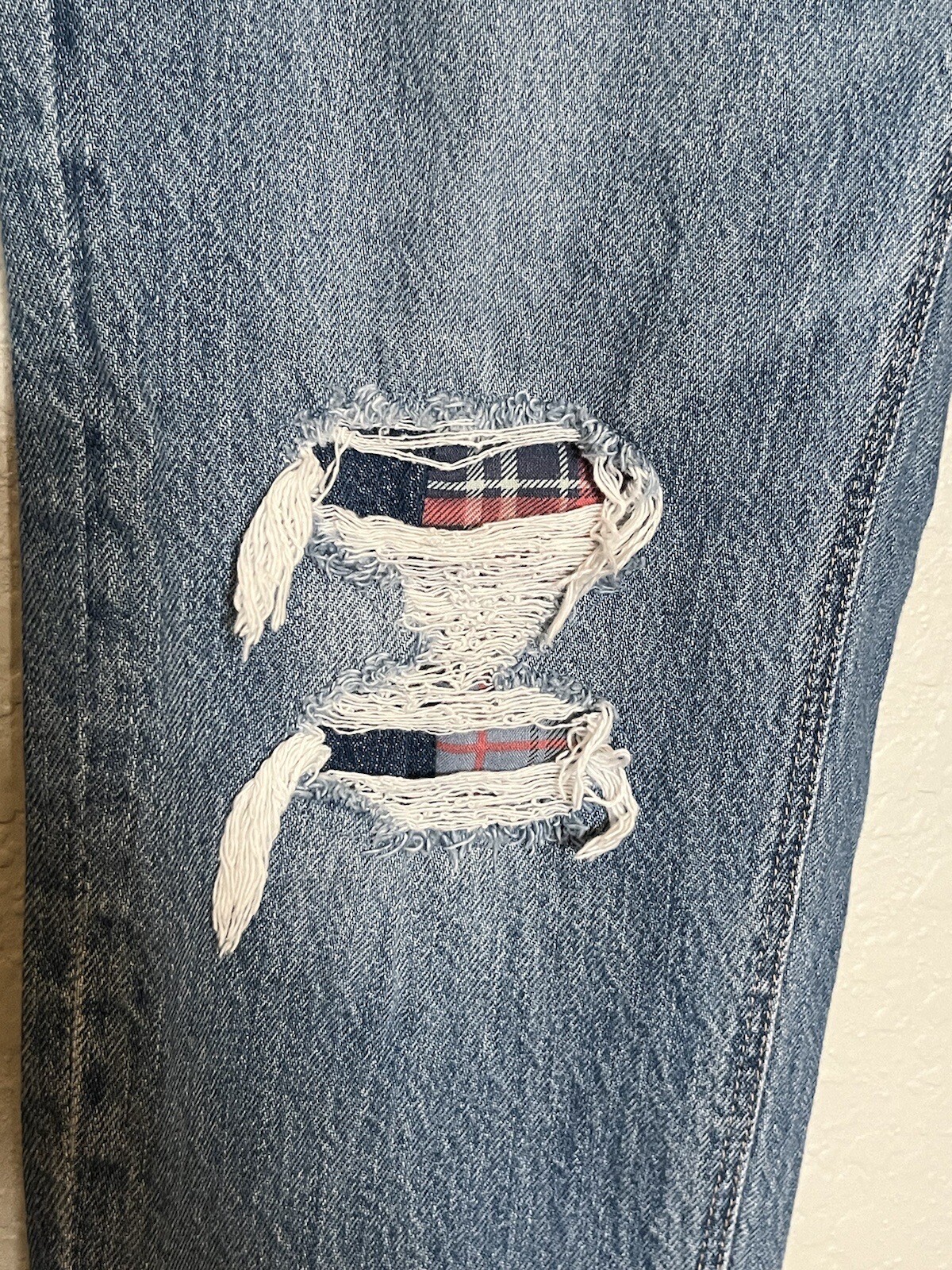 American Eagle Patchwork Mom Straight Jeans High … - image 4