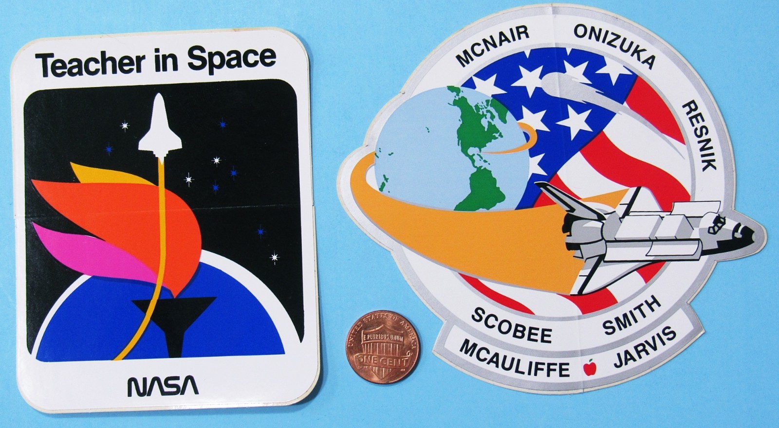 NASA STICKER PAIR vtg STS-51L Space Shuttle Challenger - TEACHER Space ...