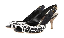 MIU MIU by PRADA Leather Sandals Slingback Pumps Black White -  US 10 EU 40 UK 7