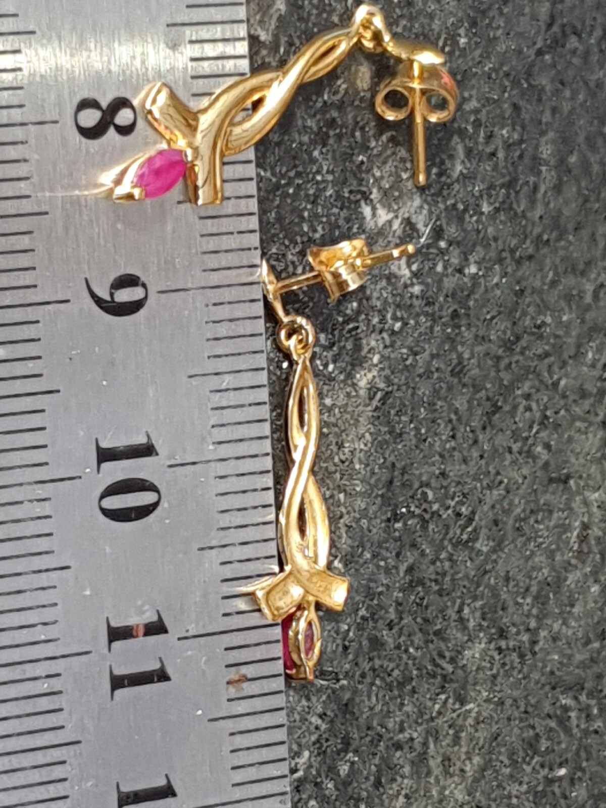 0.30ct Natural Pink Ruby Dangle Drop Earrings 9ct… - image 6