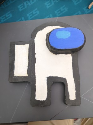 Hand Carved AND Hand Painted White Among Us Character From The Viral Video Game