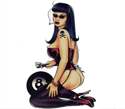#SEXY #Smoking GIRL 8 BALL Hot Rod #Tattoo #Hottie #STICKER/ #DECAL by #Vincente