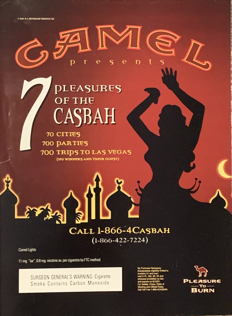 2001 Camel Cigarettes PRINT AD 7 Pleasures Casbah VTG 2000s