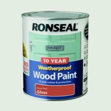 Image of Ronseal 10 Year Weatherproof Wood Paint 750ml Satin-Gloss 2in1 No Primer Needed