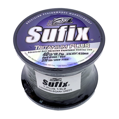 Sufix Tritanium Plus Dark Green Fishing Line  40 lbs Test Anti-Abrasion 370 yds