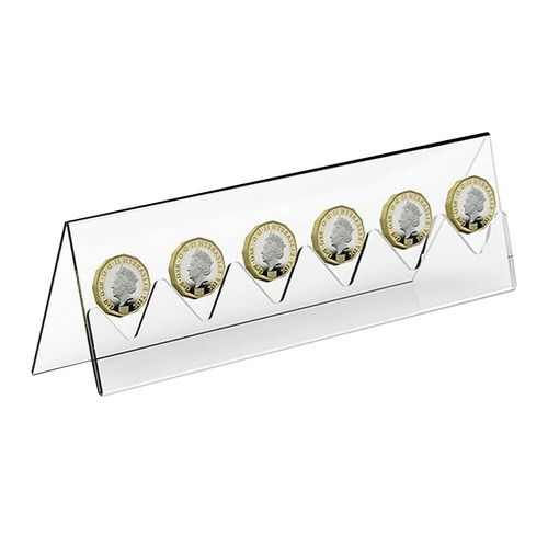 Acrylic 6-Slot Commemorative Coin Holder Collection Display Stand Clear Rack