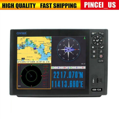 ONWA KM-12A 12-in LCD Marine GPS Chart Plotter Fish Finder GPS+Beidou Class B+