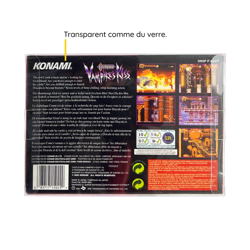 10 Boitiers de Protection Crystal Box Jeux Super Nintendo Nintendo 64 SNES 0,3mm - Photo 3/4