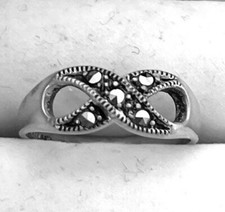 Vintage Sterling Silver Sparkle INFINITY RING Stamped 925, Size 6-6.5