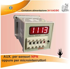 Contapezzi  alimentazione 24 V. AC/DC conta pezzi contatore 4 cifre contaimpulsi