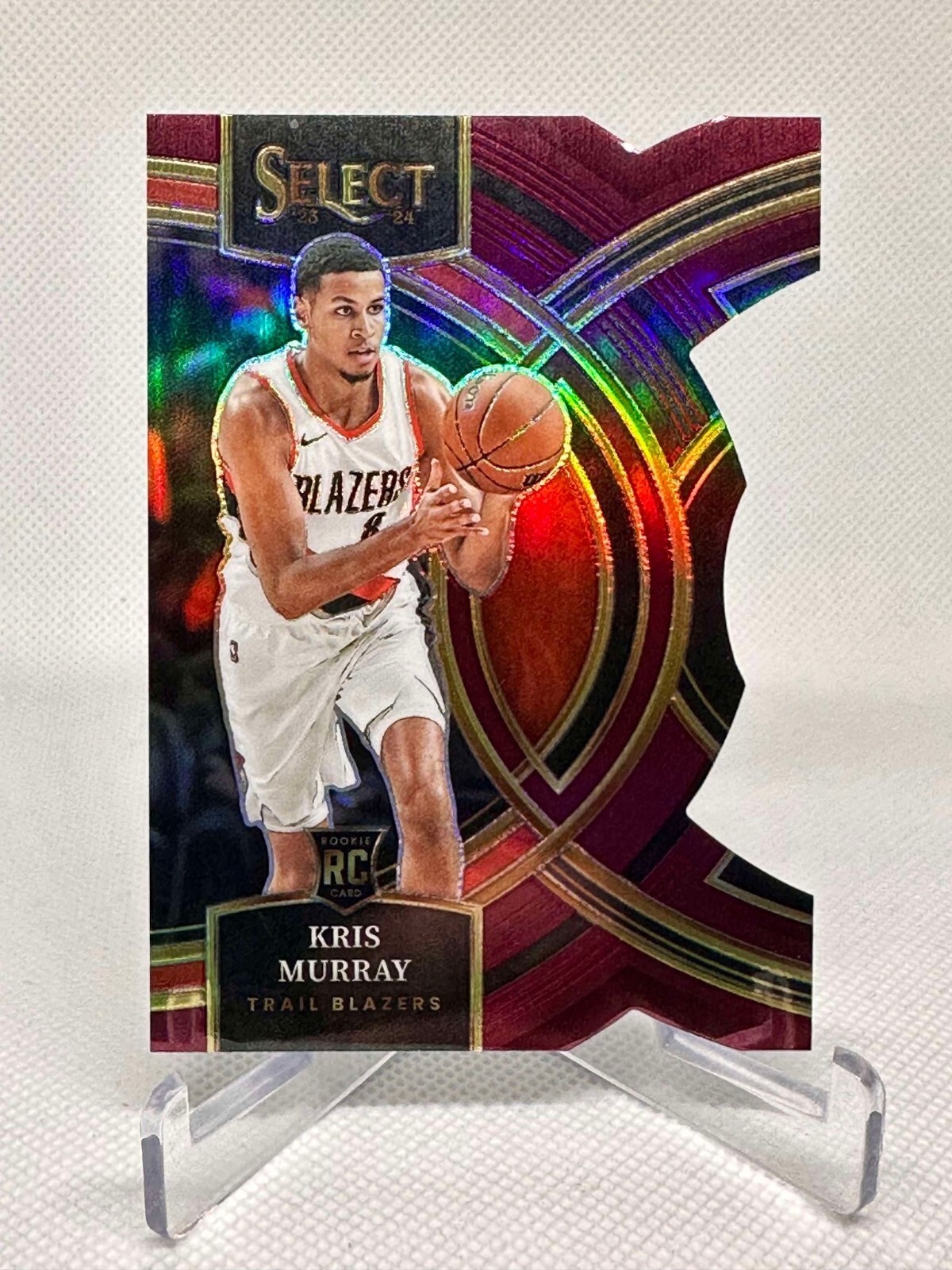 Kris Murray 2023-24 Panini Select Maroon Die-Cut Prizm /175 Rookie #91 Blazers