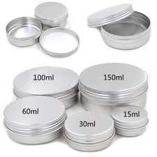 2016 New Aluminium Empty Cosmetic Pot Jar Tin Container Silver Box Screw Lid PE