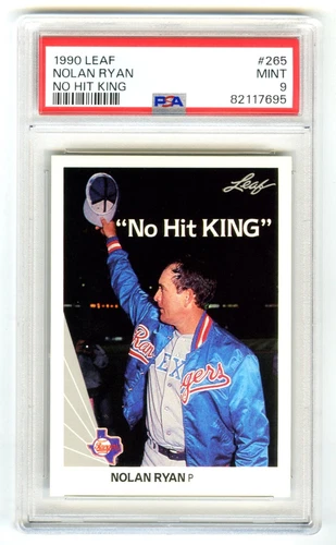 NOLAN RYAN (POP 216) 1990 LEAF "NO-HIT KING" PSA-9 MINT MLB BASEBALL CARD #265