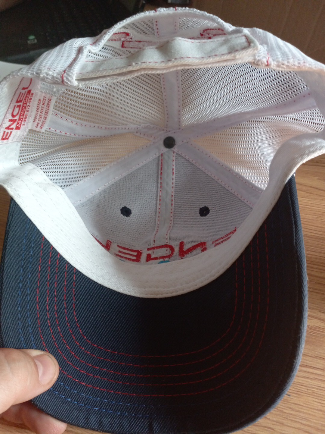 Engel Coolers Hat Cap Strap Back Mens Blue White Mesh Adjustable Logo