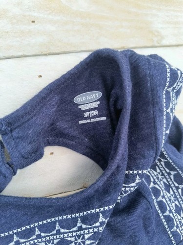 Old Navy Toddler Girls Blue Tribal Print Keyhole Back Short Sleeve Top Size 2T - Picture 3 of 5