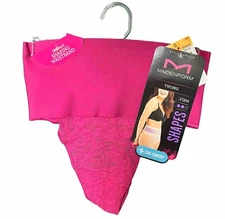 MAIDENFORM Comfort Tame Your Tummy Lace Thong Firm Control Panty Womens Size S