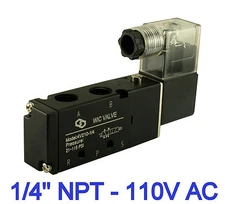 1/4" 4 Way 2 Position Directional Control Air Electric Solenoid Valve 110V AC 